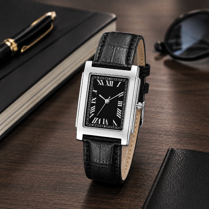 Smartwatch Vintage Watches For Men - Montre-bracelet minimaliste rectangulaire pour homme, cadran