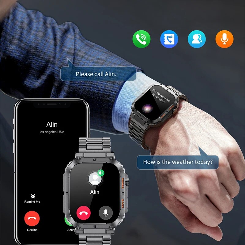 LIGE-Montre intelligente de fi - Smartwatch Square Watches For Men avis et prix