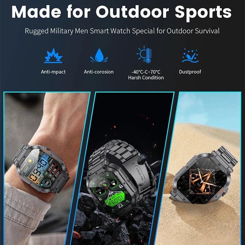 LIGE-Montre intelligente de fi - Smartwatch Square Watches For Men avis et prix
